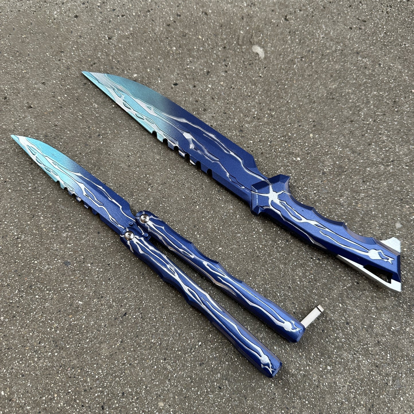 24CM/9.5 Metal Smite Knife Balisong Blunt Blade Butterfly Trainer