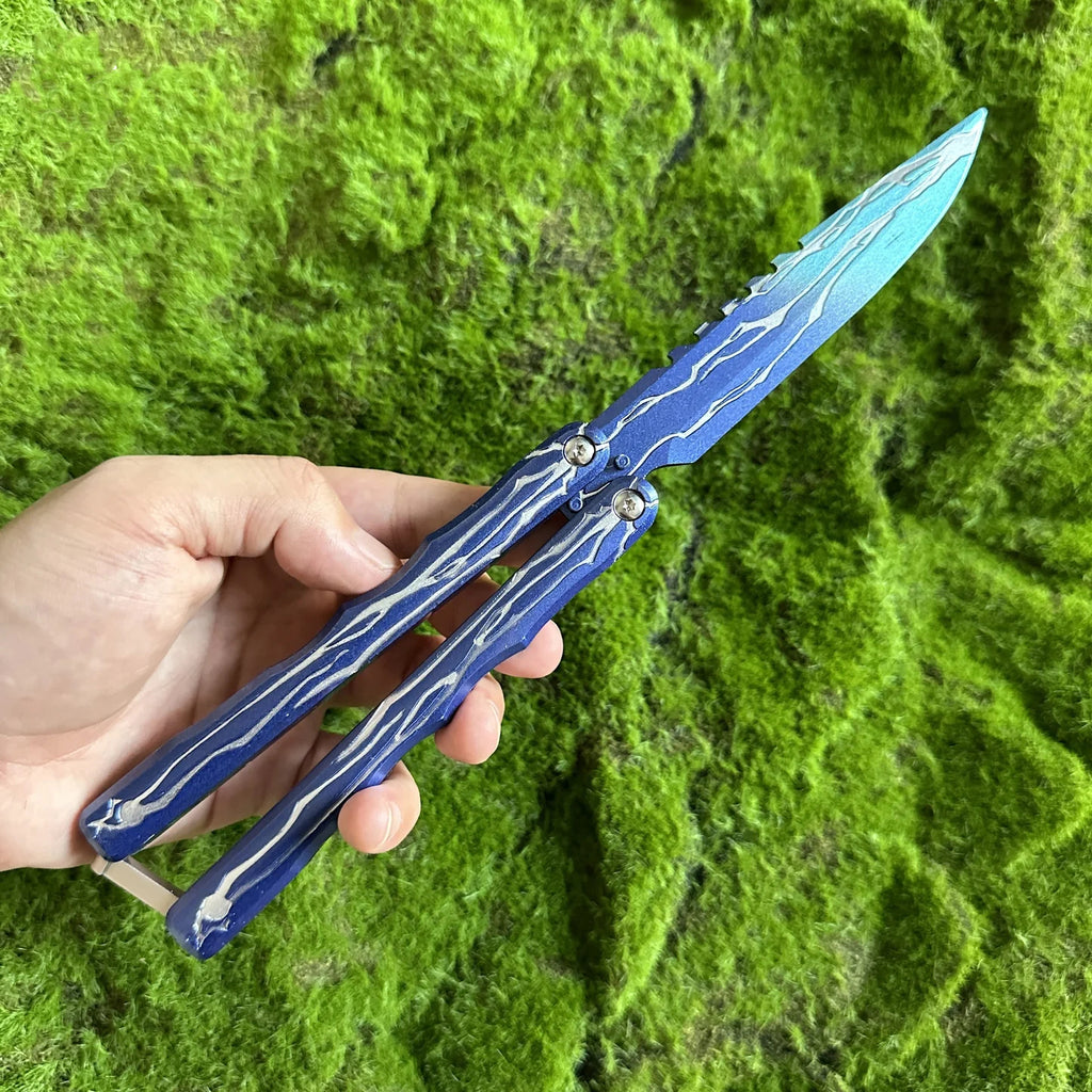 24CM/9.5 Metal Smite Knife Balisong Blunt Blade Butterfly Trainer
