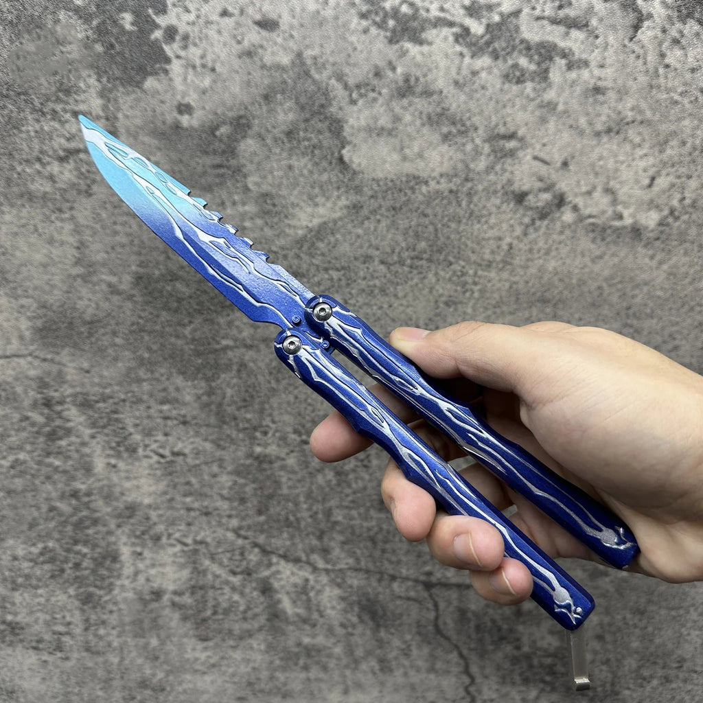 24CM/9.5 Metal Smite Knife Balisong Blunt Blade Butterfly Trainer