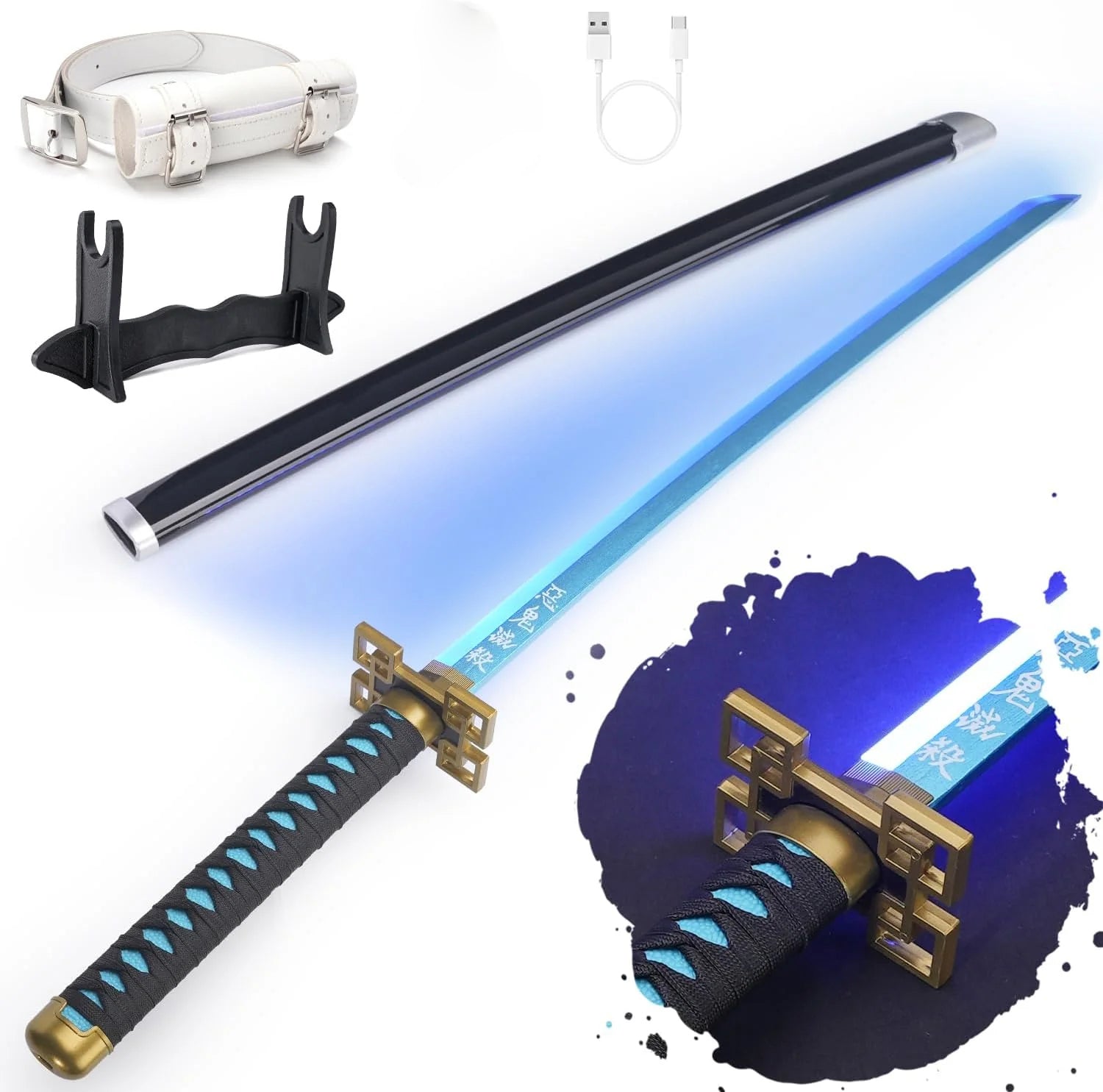 Demon Slayer 103cm Glowing Nichirin Blade 360° Spinning LED Rechargeable – Display Collectible
