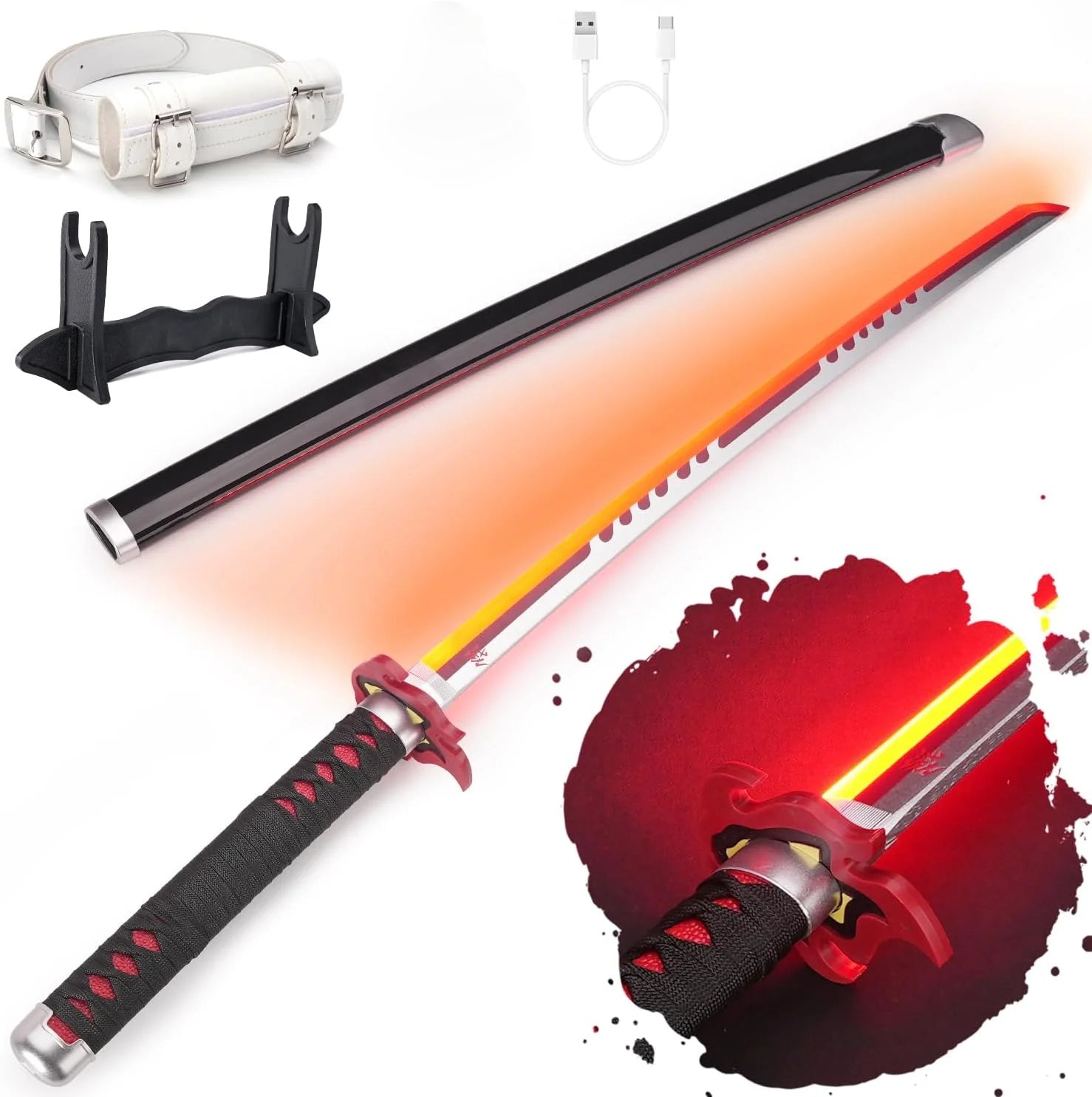 Demon Slayer 103cm Glowing Nichirin Blade 360° Spinning LED Rechargeable – Display Collectible