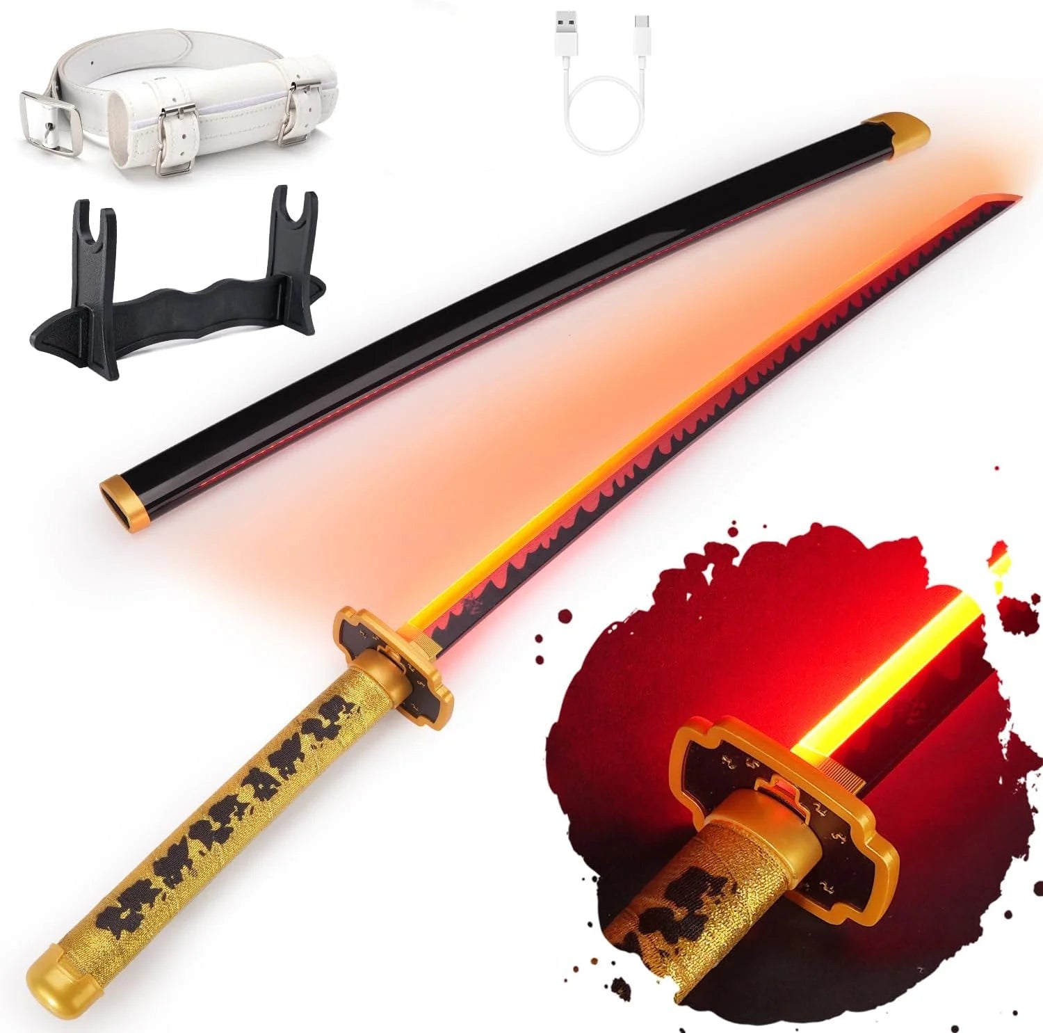 Demon Slayer 103cm Glowing Nichirin Blade 360° Spinning LED Rechargeable – Display Collectible