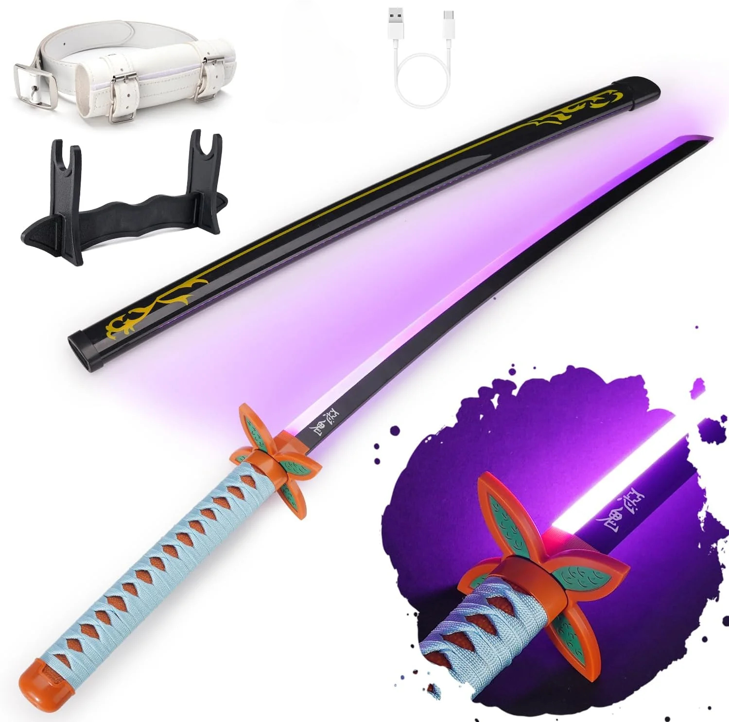 Demon Slayer 103cm Glowing Nichirin Blade 360° Spinning LED Rechargeable – Display Collectible