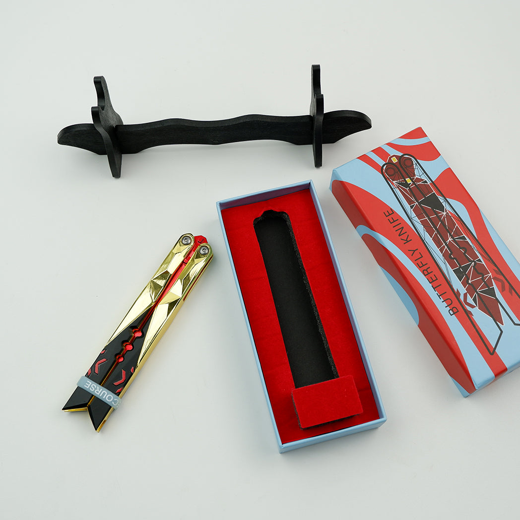 25CM/9.8 High-quality Metal Champion Knife Red Blunt Blade Trainer Cosplay Prop