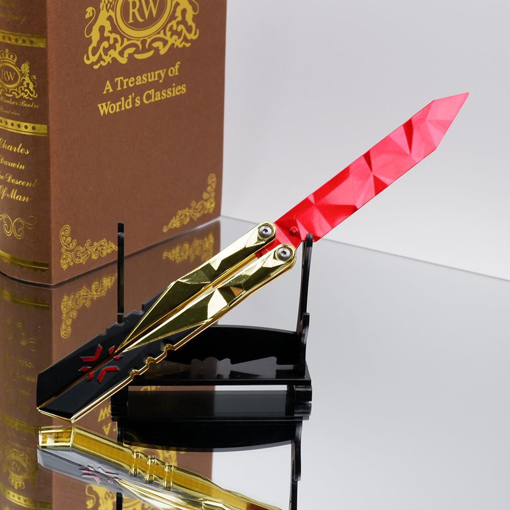 25CM/9.8 High-quality Metal Champion Knife Red Blunt Blade Trainer Cosplay Prop