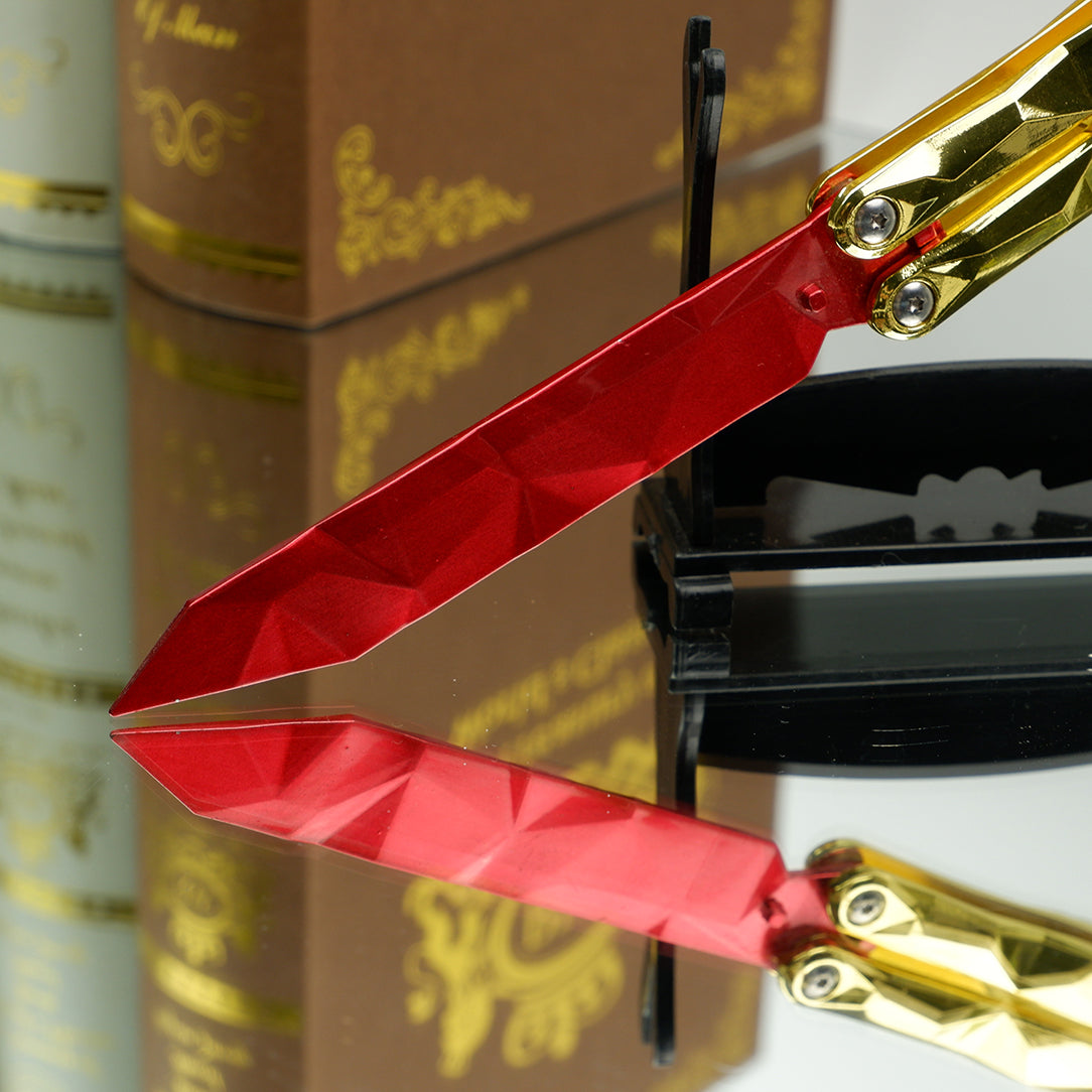 25CM/9.8 High-quality Metal Champion Knife Red Blunt Blade Trainer Cosplay Prop