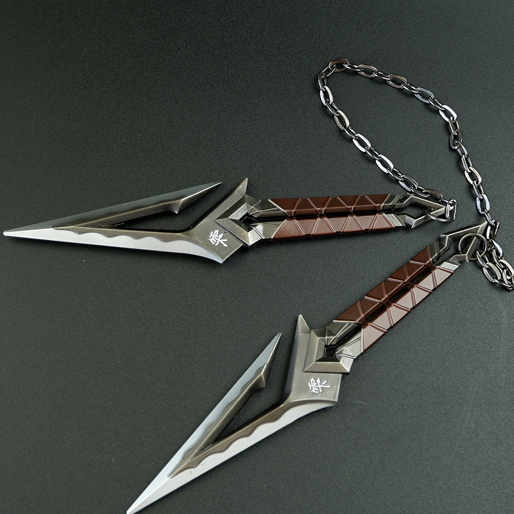 Valorant Kuronami Black Wave Blade Dual Dagger 18cm Heavy Metal Replica – Display Cosplay Collectible