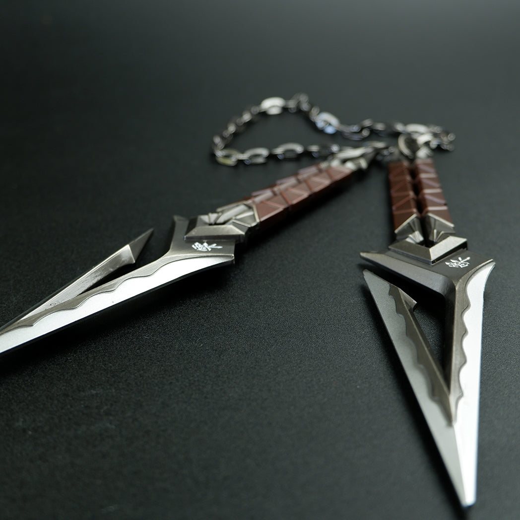 Valorant Kuronami Black Wave Blade Dual Dagger 18cm Heavy Metal Replica – Display Cosplay Collectible