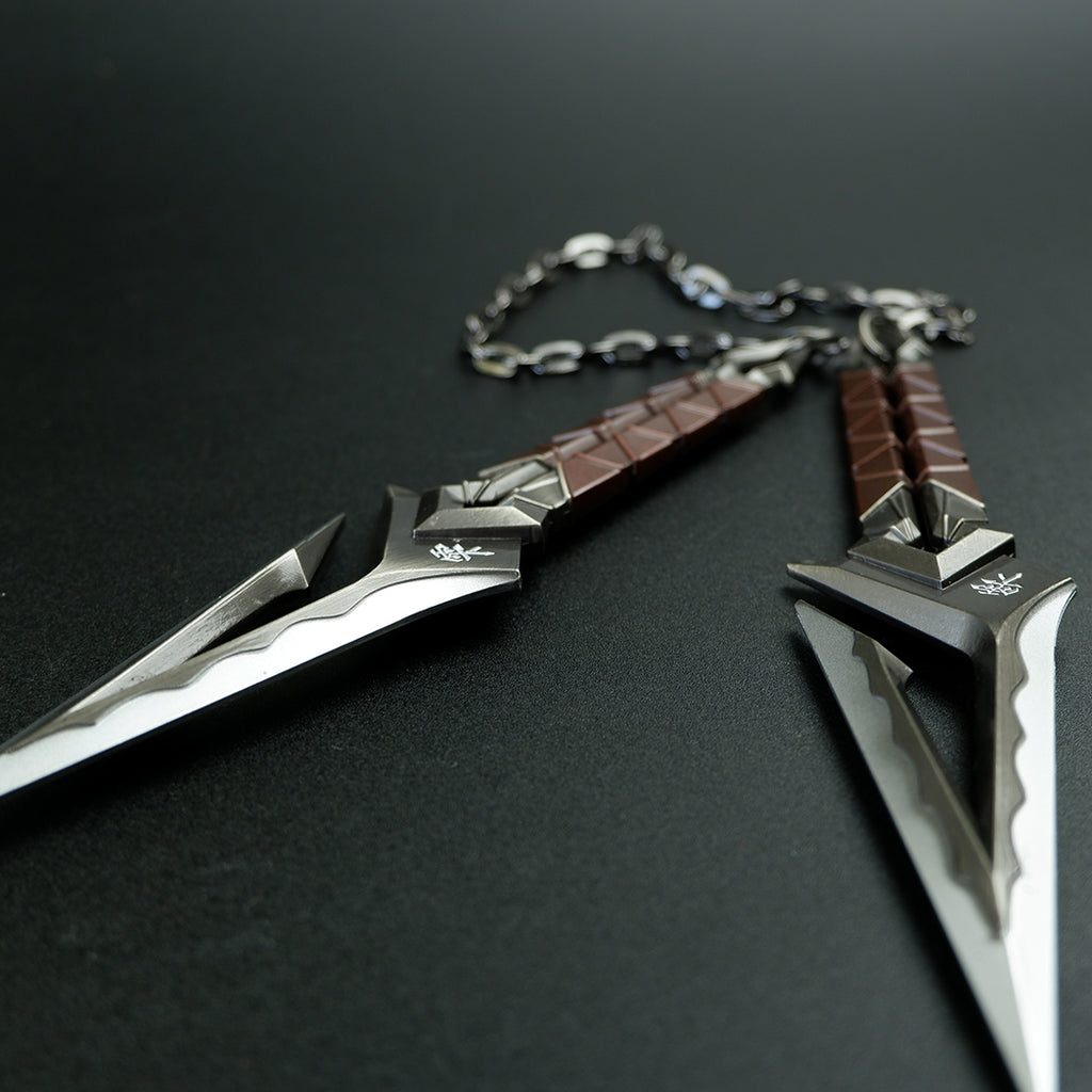 Valorant Kuronami Black Wave Blade Dual Dagger 18cm Heavy Metal Replica – Display Cosplay Collectible