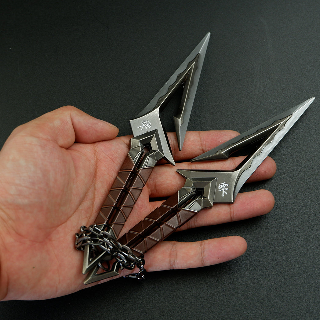 Valorant Kuronami Black Wave Blade Dual Dagger 18cm Heavy Metal Replica – Display Cosplay Collectible