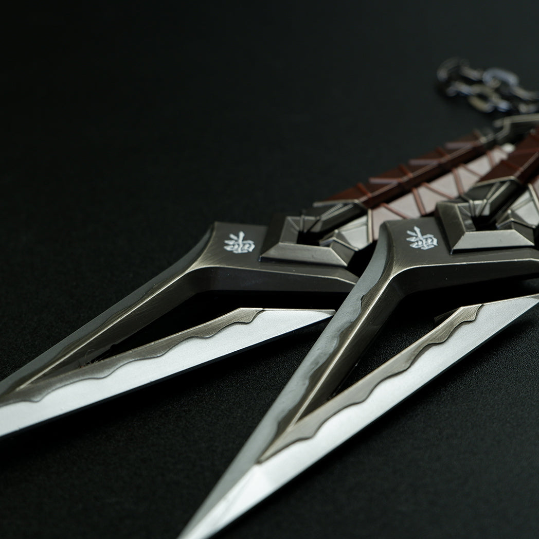 Valorant Kuronami Black Wave Blade Dual Dagger 18cm Heavy Metal Replica – Display Cosplay Collectible