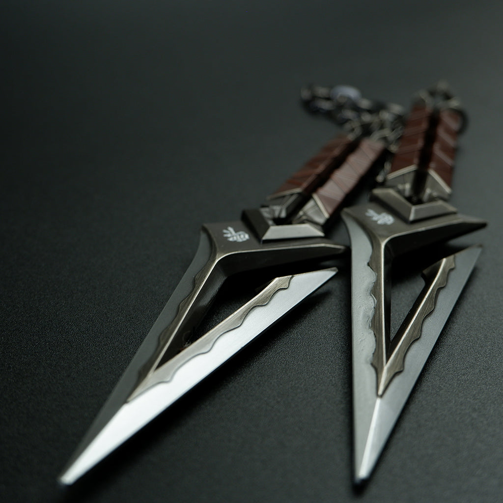 Valorant Kuronami Black Wave Blade Dual Dagger 18cm Heavy Metal Replica – Display Cosplay Collectible
