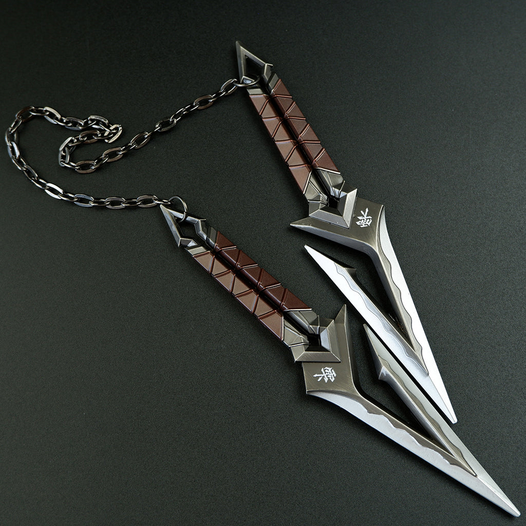 Valorant Kuronami Black Wave Blade Dual Dagger 18cm Heavy Metal Replica – Display Cosplay Collectible