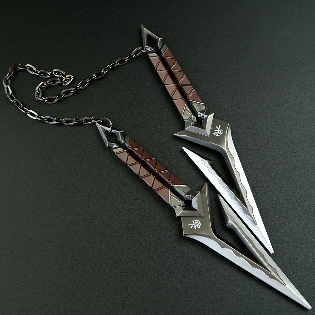 Valorant Kuronami Black Wave Blade Dual Dagger 18cm Heavy Metal Replica – Display Cosplay Collectible