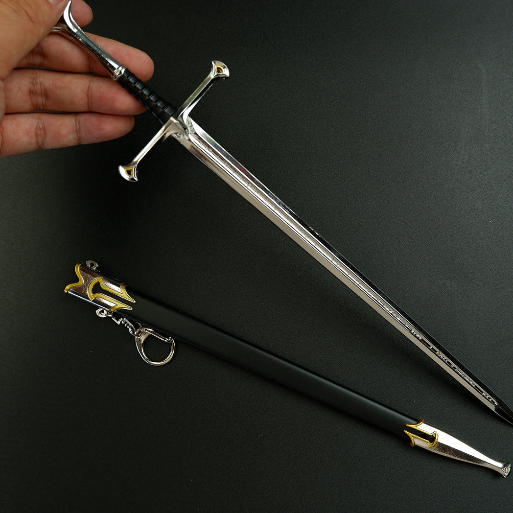 Lord of the Rings Narsil Anduril Sword 30cm Metal Replica with Scabbard – Tolkien Display Collectible
