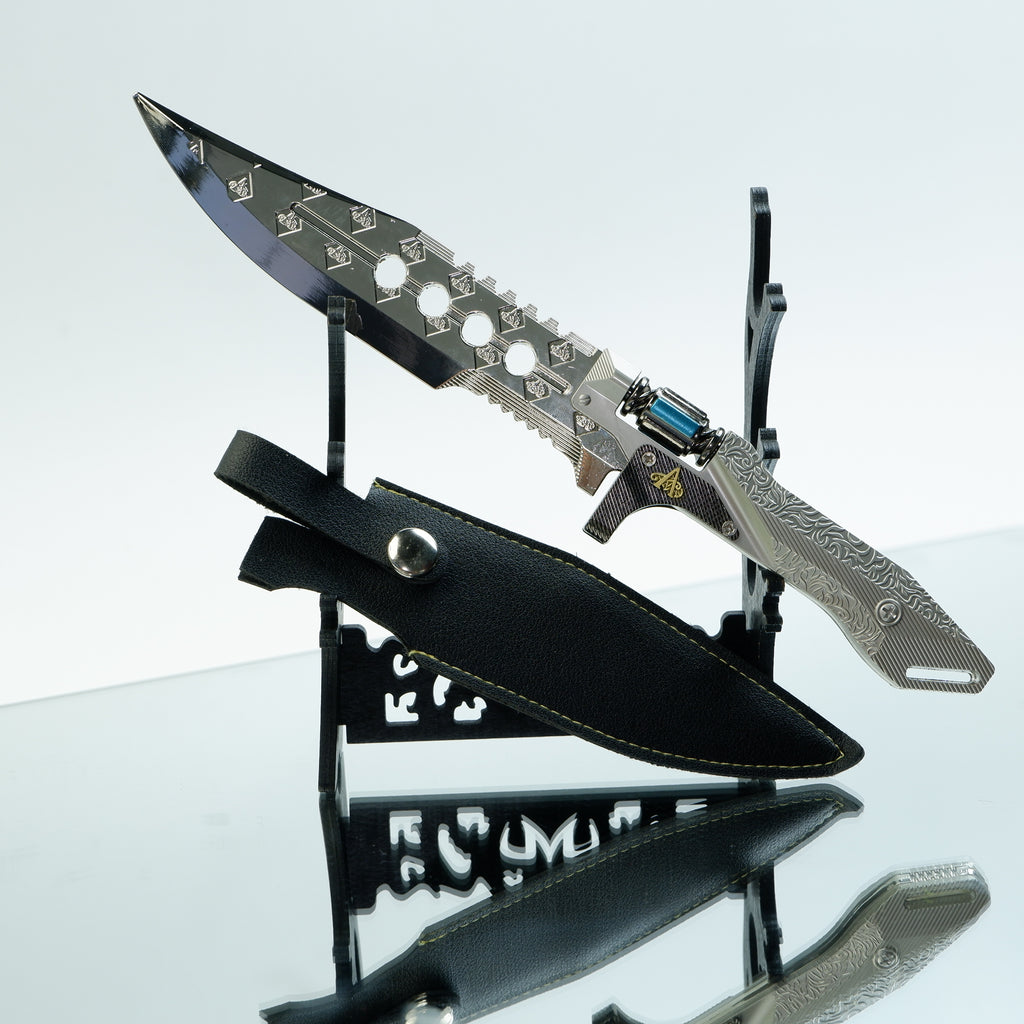 Valorant Sovereign Knife 22cm Metal Replica with Sheath & Stand – Zinc Alloy Celestial Engraved Dagger Collectible