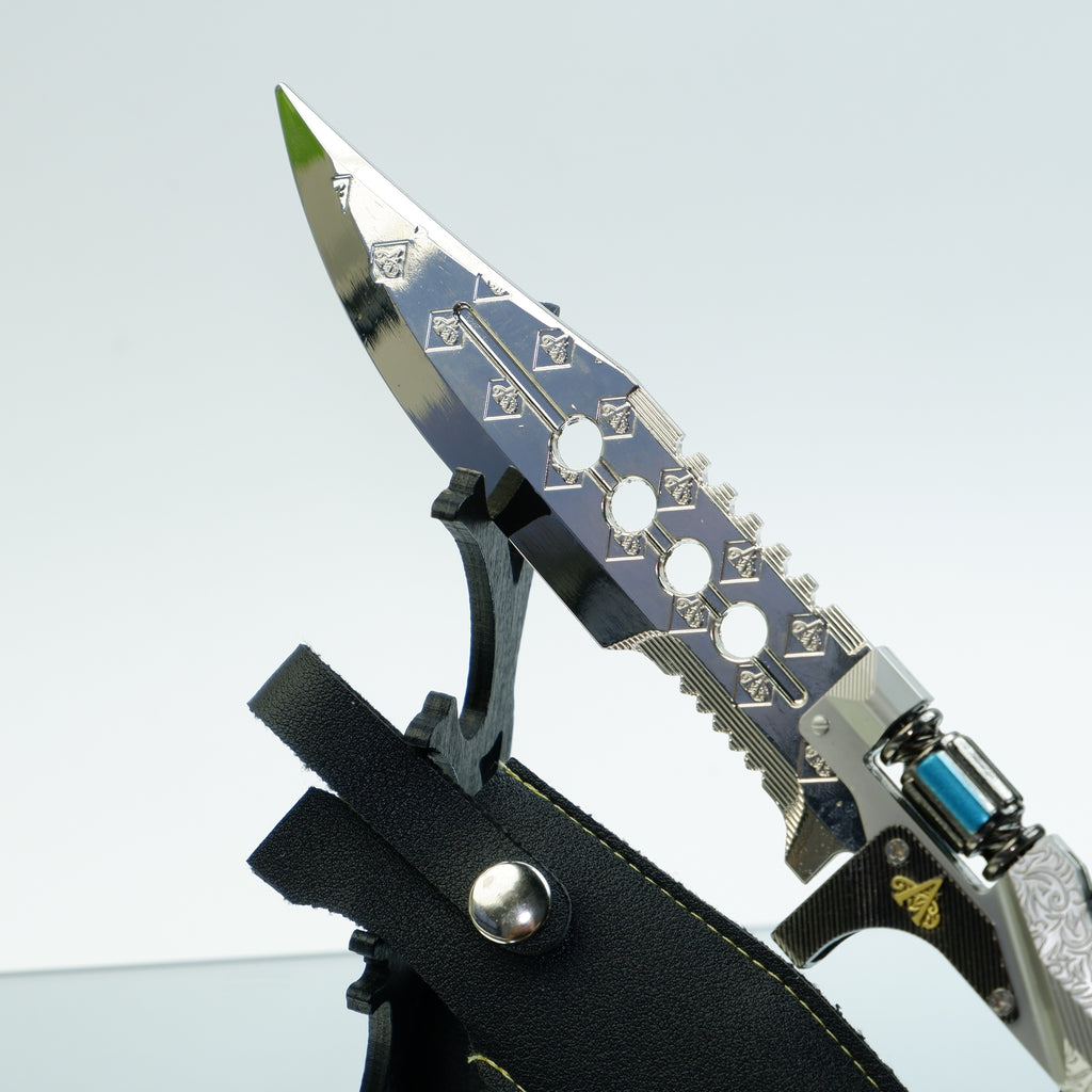 Valorant Sovereign Knife 22cm Metal Replica with Sheath & Stand – Zinc Alloy Celestial Engraved Dagger Collectible
