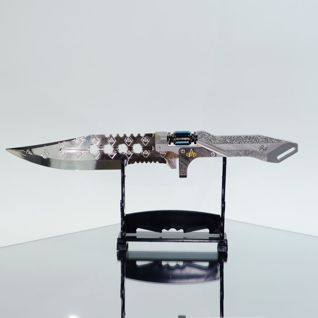 Valorant Sovereign Knife 22cm Metal Replica with Sheath & Stand – Zinc Alloy Celestial Engraved Dagger Collectible