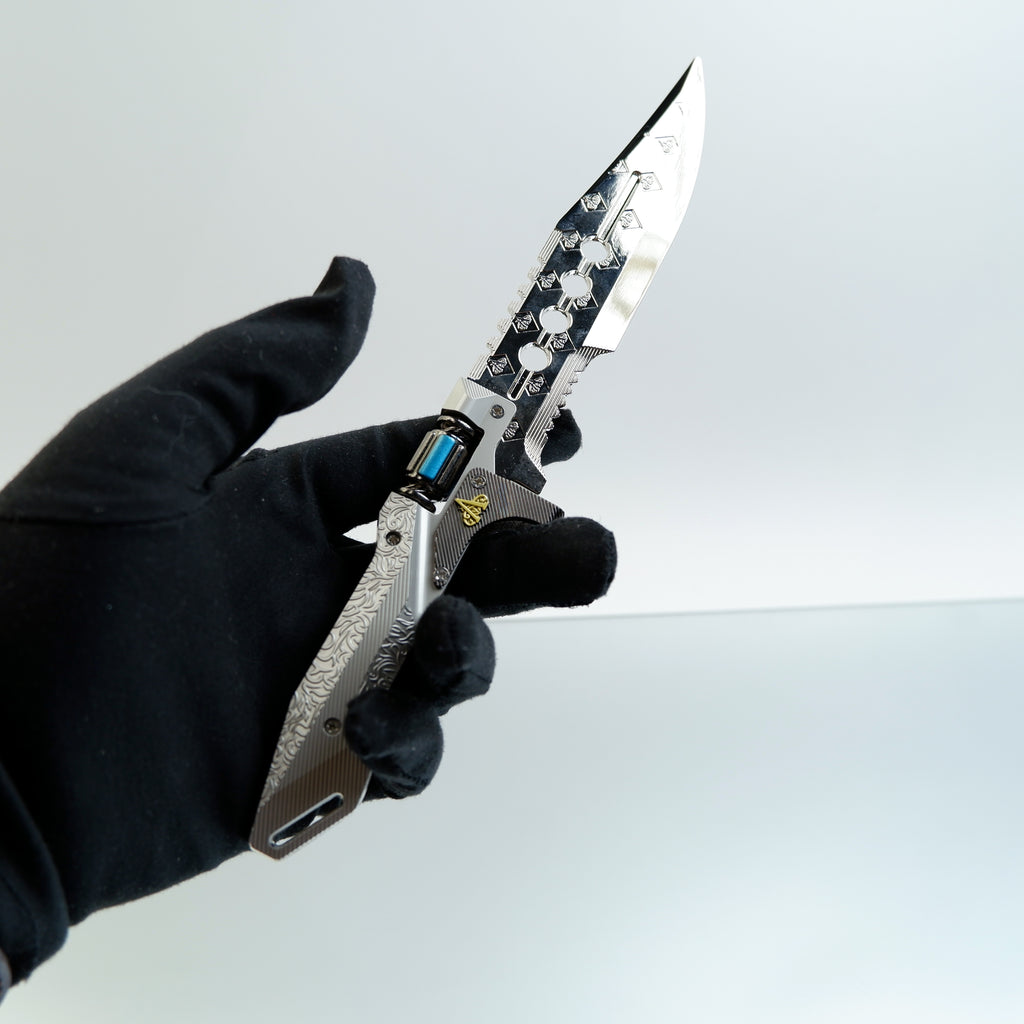 Valorant Sovereign Knife 22cm Metal Replica with Sheath & Stand – Zinc Alloy Celestial Engraved Dagger Collectible
