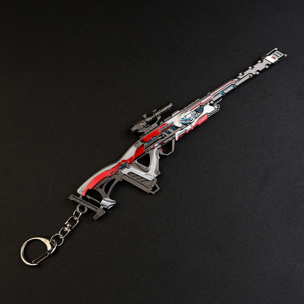 Apex Legends Triple Take Sniper Rifle Metal Weapon Replica Keychain - Invader Skin Gun Model Toy Figure for Gamers & Collectors