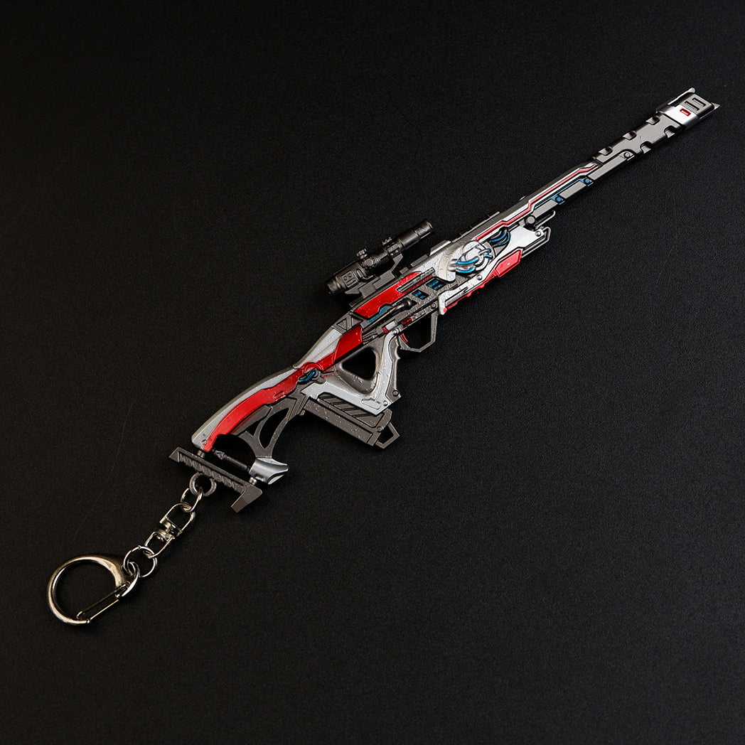 Apex Legends Triple Take Sniper Rifle Metal Weapon Replica Keychain - Invader Skin Gun Model Toy Figure for Gamers & Collectors