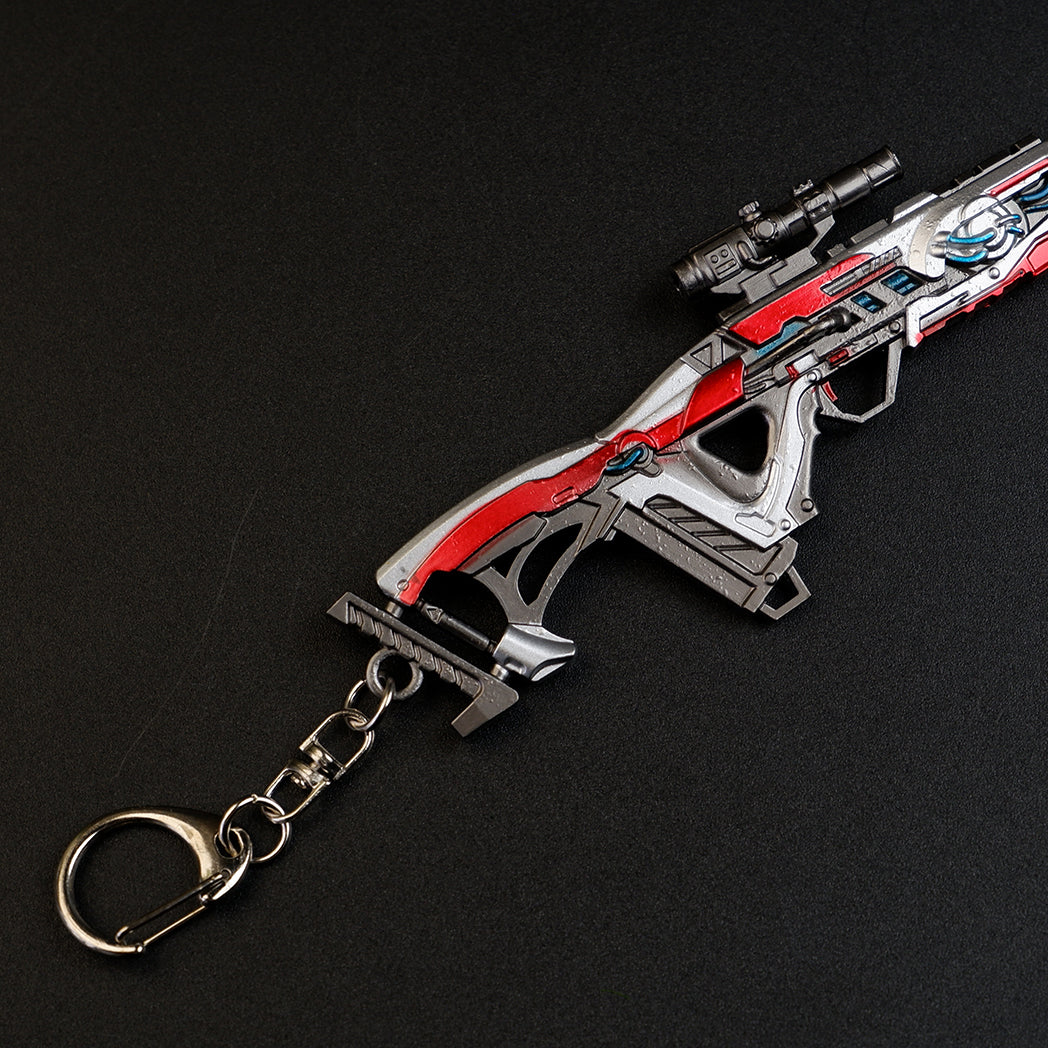 Apex Legends Triple Take Sniper Rifle Metal Weapon Replica Keychain - Invader Skin Gun Model Toy Figure for Gamers & Collectors