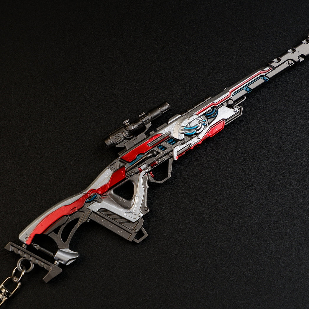 Apex Legends Triple Take Sniper Rifle Metal Weapon Replica Keychain - Invader Skin Gun Model Toy Figure for Gamers & Collectors