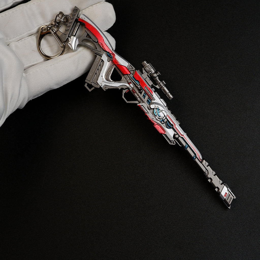 Apex Legends Triple Take Sniper Rifle Metal Weapon Replica Keychain - Invader Skin Gun Model Toy Figure for Gamers & Collectors