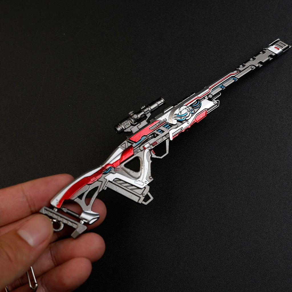 Apex Legends Triple Take Sniper Rifle Metal Weapon Replica Keychain - Invader Skin Gun Model Toy Figure for Gamers & Collectors