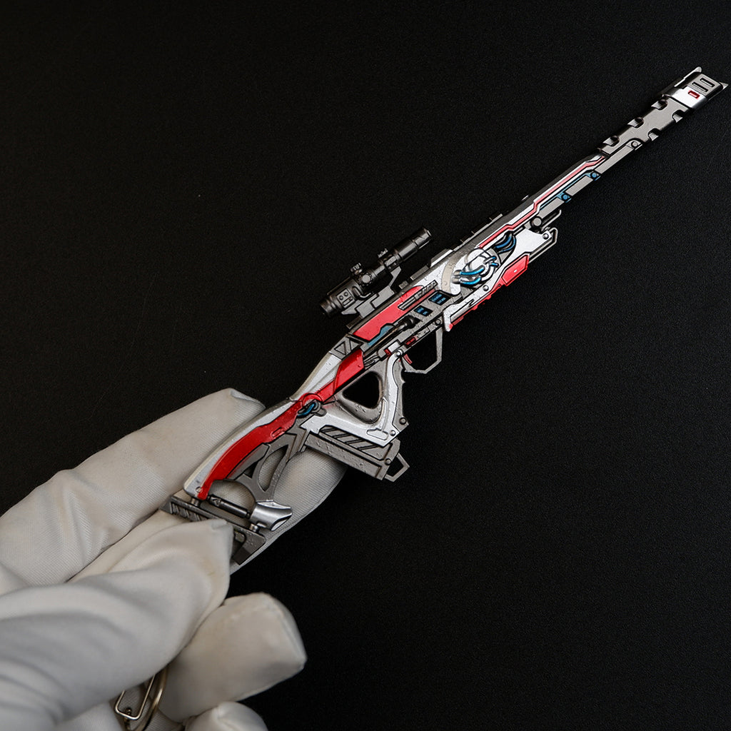 Apex Legends Triple Take Sniper Rifle Metal Weapon Replica Keychain - Invader Skin Gun Model Toy Figure for Gamers & Collectors