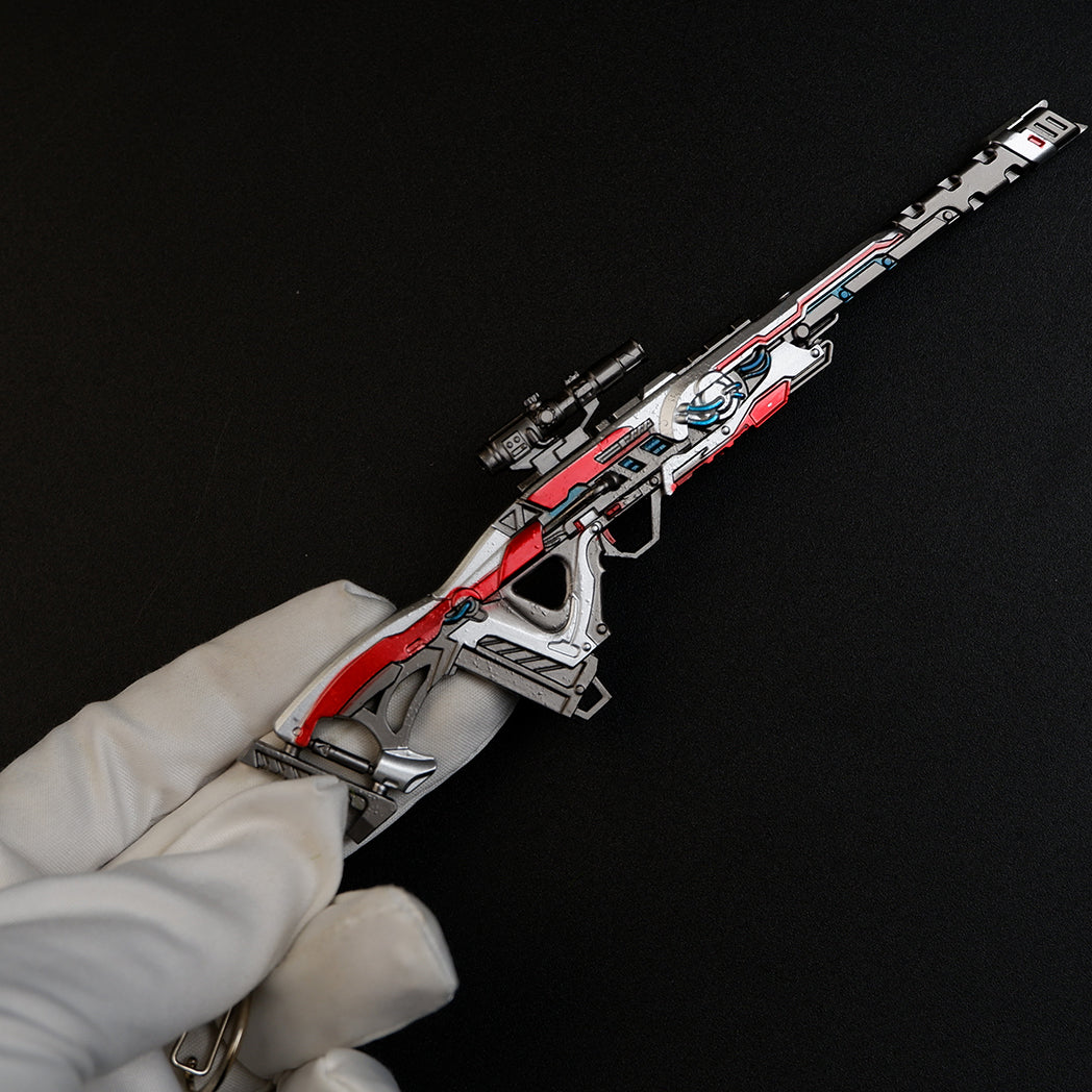 Apex Legends Triple Take Sniper Rifle Metal Weapon Replica Keychain - Invader Skin Gun Model Toy Figure for Gamers & Collectors