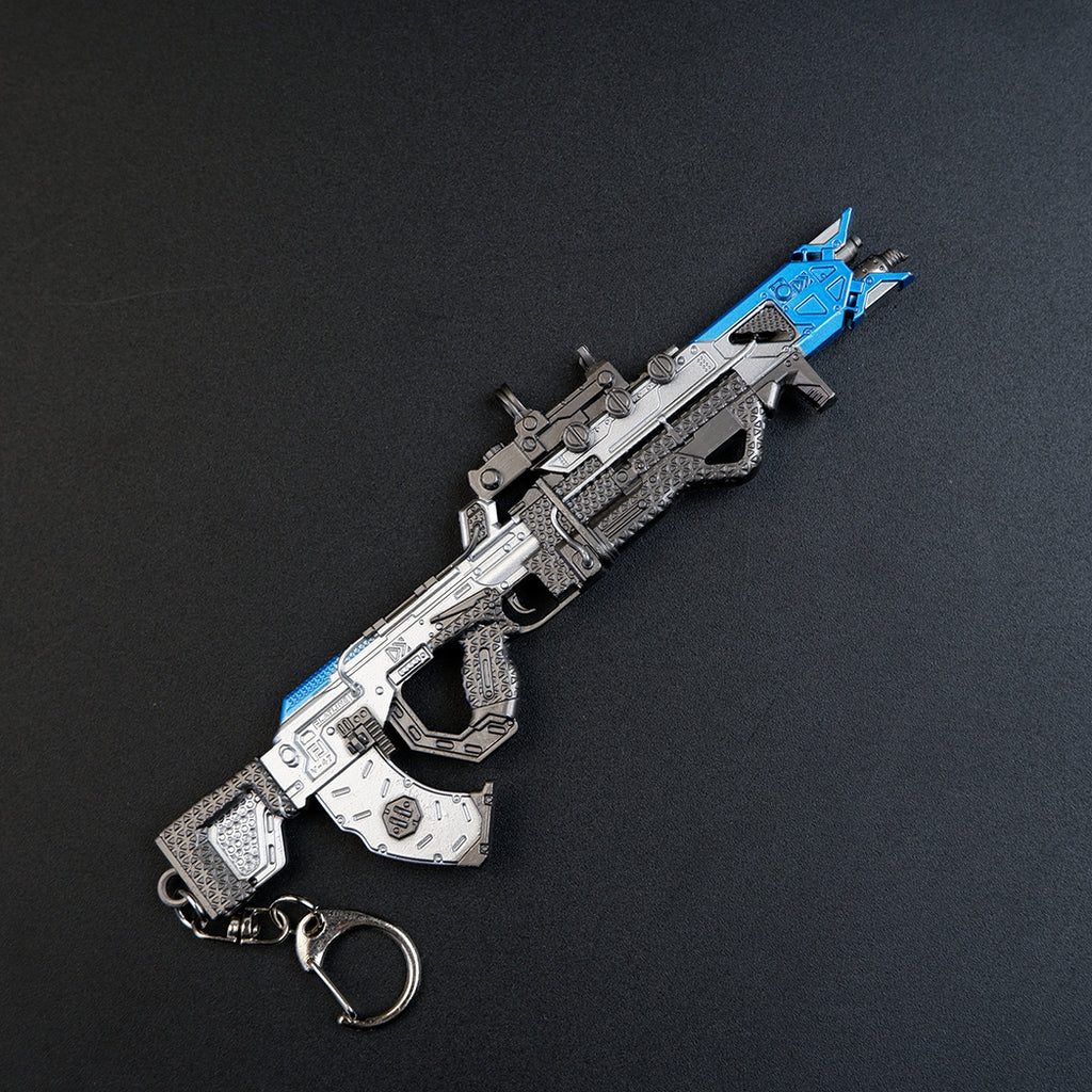 Apex Legends Volt SMG 16cm Metal Keychain – Zinc Alloy Energy Gun Cyber Blue Replica Collectible
