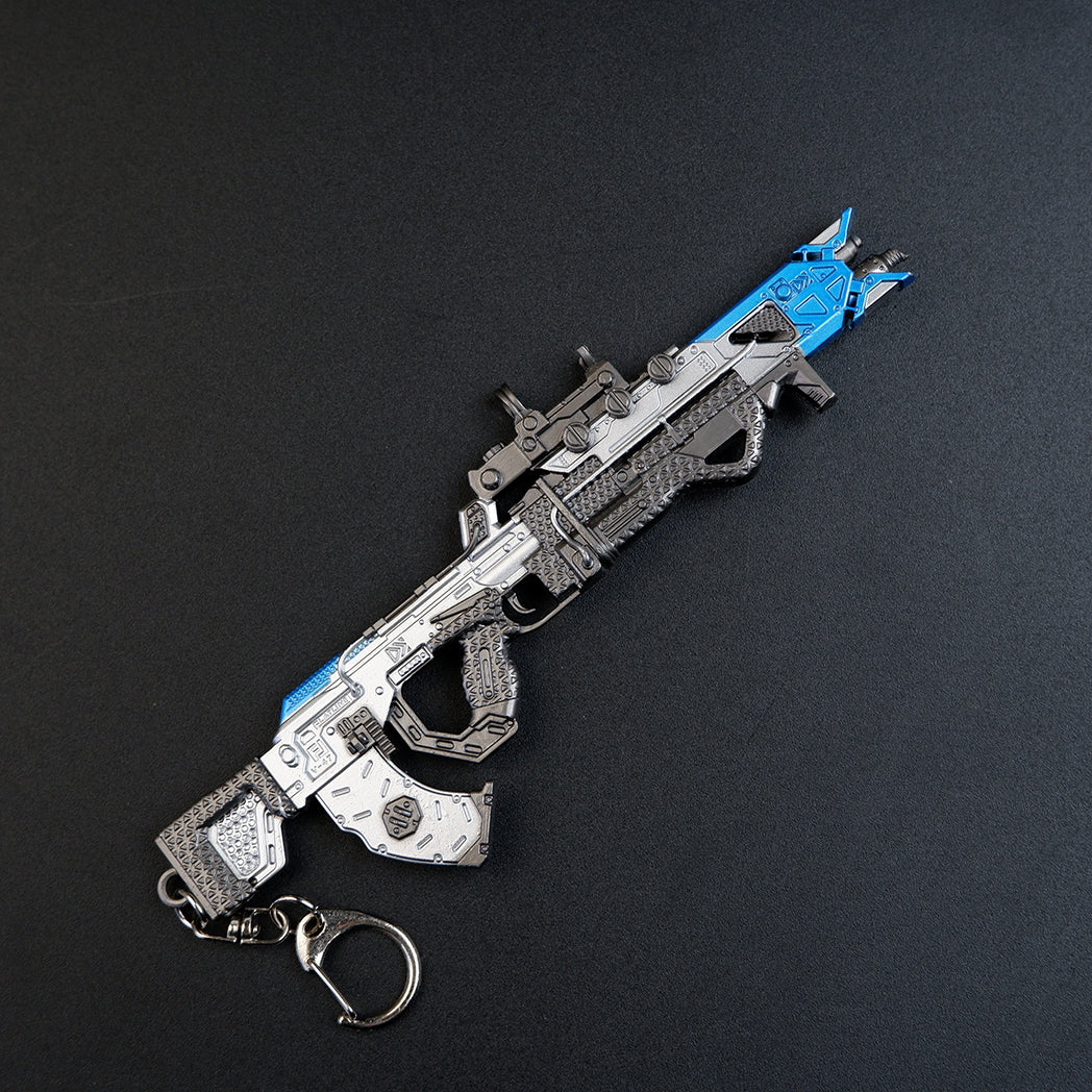 Apex Legends Volt SMG 16cm Metal Keychain – Zinc Alloy Energy Gun Cyber Blue Replica Collectible