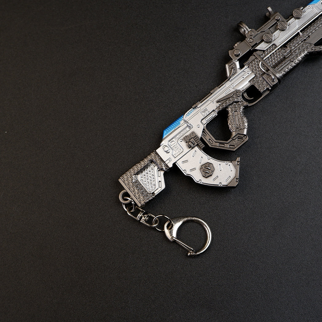 Apex Legends Volt SMG 16cm Metal Keychain – Zinc Alloy Energy Gun Cyber Blue Replica Collectible