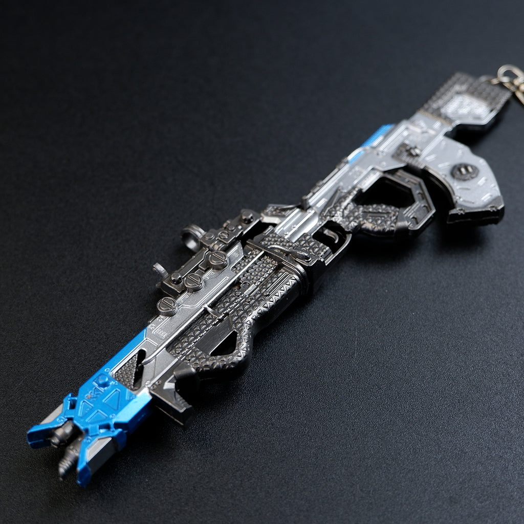 Apex Legends Volt SMG 16cm Metal Keychain – Zinc Alloy Energy Gun Cyber Blue Replica Collectible