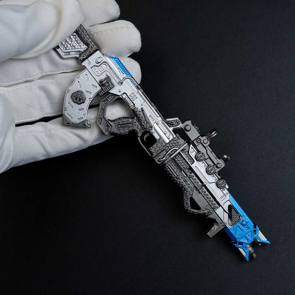 Apex Legends Volt SMG 16cm Metal Keychain – Zinc Alloy Energy Gun Cyber Blue Replica Collectible