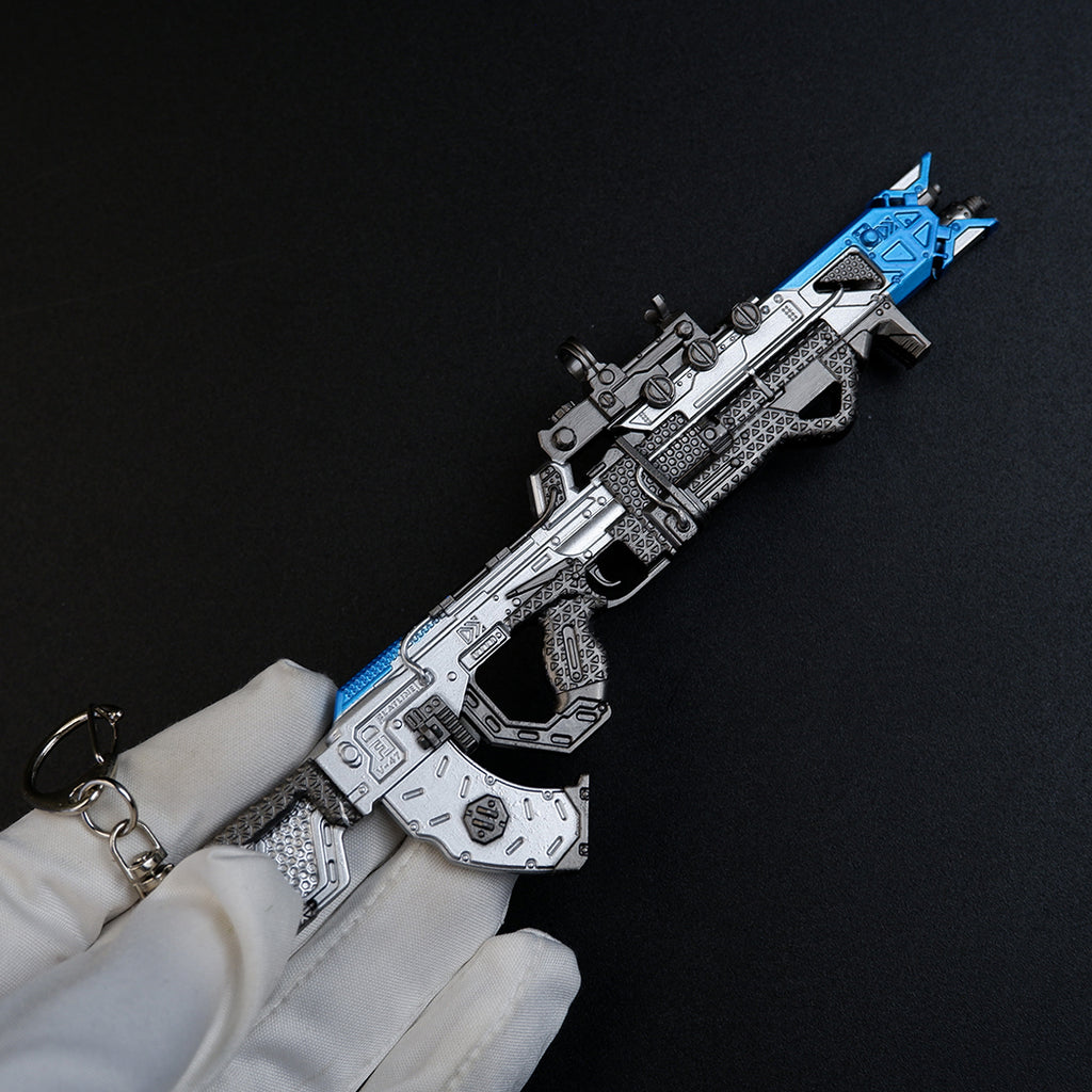 Apex Legends Volt SMG 16cm Metal Keychain – Zinc Alloy Energy Gun Cyber Blue Replica Collectible