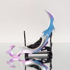 Valorant Prime Karambit 22cm Metal Replica with Sheath & Stand – Zinc Alloy Ice-Blue Cyberpunk Claw Knife Collectible