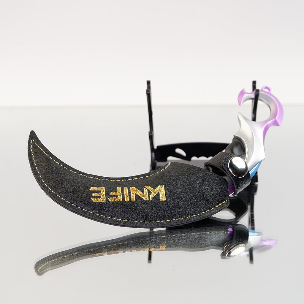 Valorant Prime Karambit 22cm Metal Replica with Sheath & Stand – Zinc Alloy Ice-Blue Cyberpunk Claw Knife Collectible