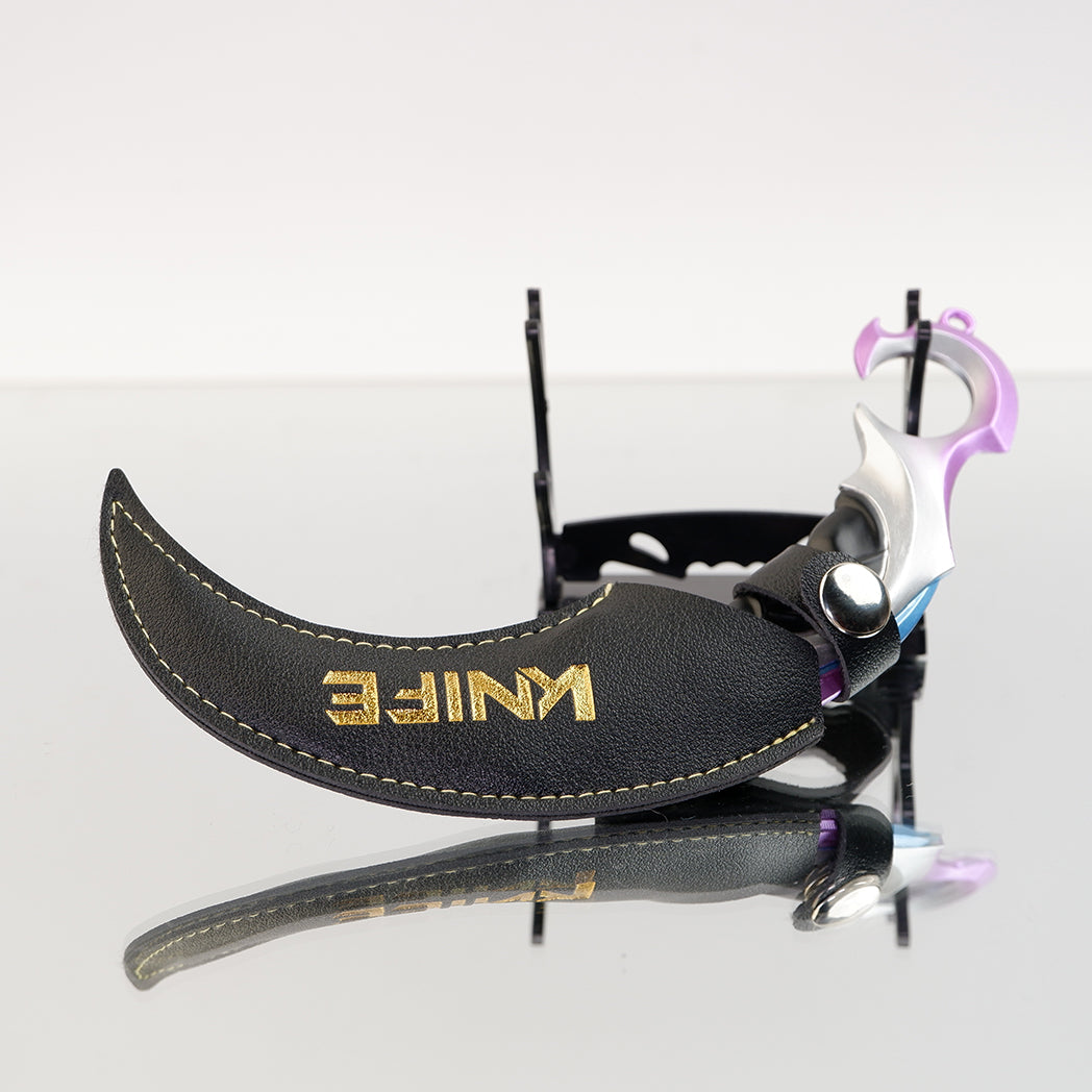 Valorant Prime Karambit 22cm Metal Replica with Sheath & Stand – Zinc Alloy Ice-Blue Cyberpunk Claw Knife Collectible