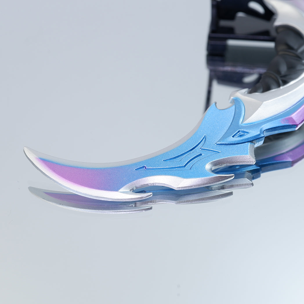 Valorant Prime Karambit 22cm Metal Replica with Sheath & Stand – Zinc Alloy Ice-Blue Cyberpunk Claw Knife Collectible