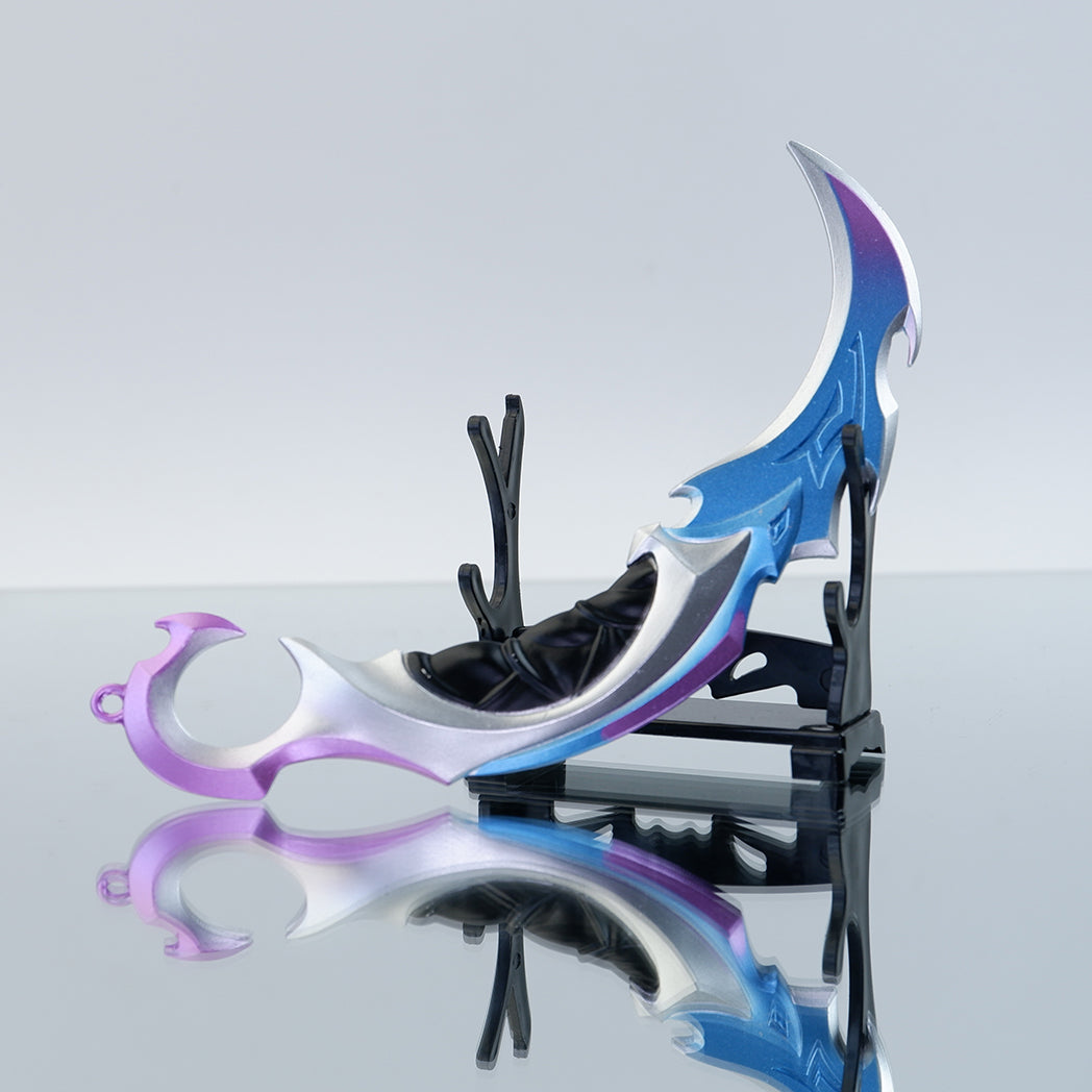 Valorant Prime Karambit 22cm Metal Replica with Sheath & Stand – Zinc Alloy Ice-Blue Cyberpunk Claw Knife Collectible