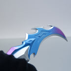 Valorant Prime Karambit 22cm Metal Replica with Sheath & Stand – Zinc Alloy Ice-Blue Cyberpunk Claw Knife Collectible
