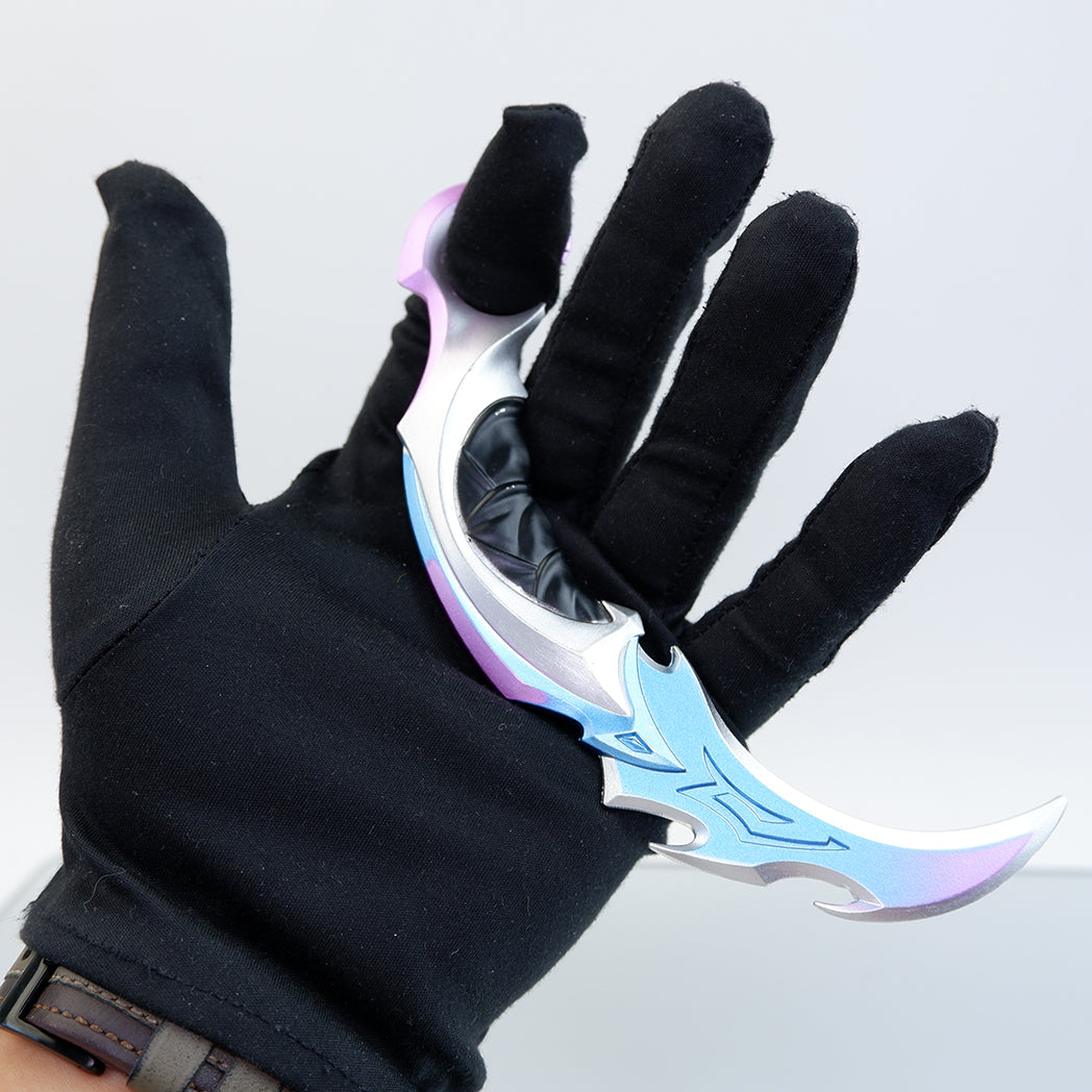 Valorant Prime Karambit 22cm Metal Replica with Sheath & Stand – Zinc Alloy Ice-Blue Cyberpunk Claw Knife Collectible