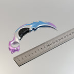 Valorant Prime Karambit 22cm Metal Replica with Sheath & Stand – Zinc Alloy Ice-Blue Cyberpunk Claw Knife Collectible