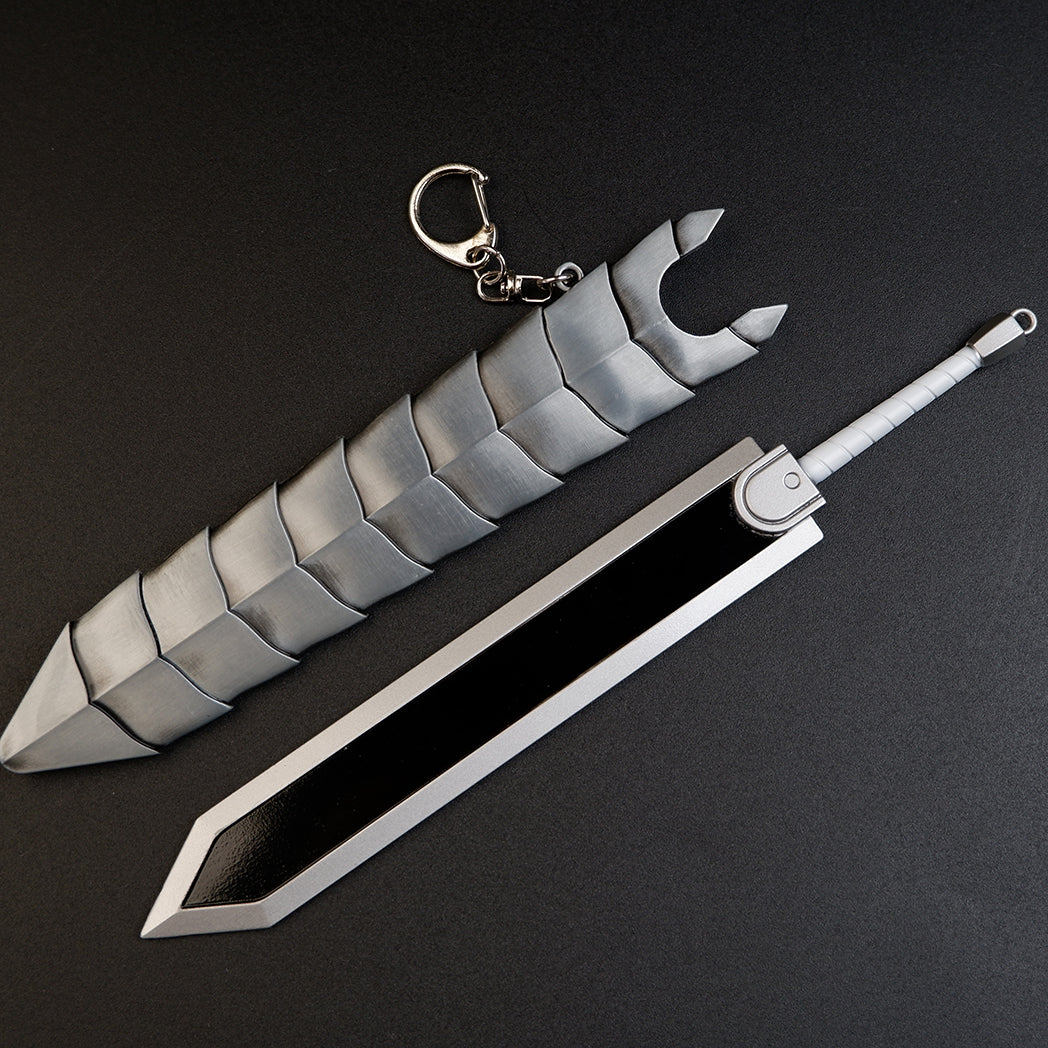 Berserk Guts Dragon Slayer Greatsword 17cm Metal Keychain with Scabbard – Zinc Alloy Anime Replica Collectible