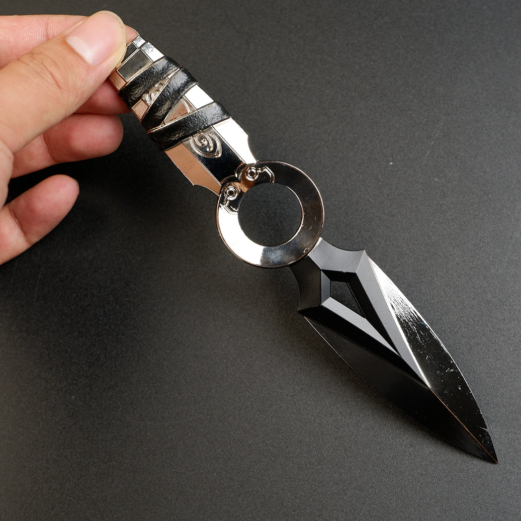 Valorant Jett Kunai 17cm Mirror Chrome Metal Replica – Zinc Alloy Dual-Tone Throwing Knife Collectible