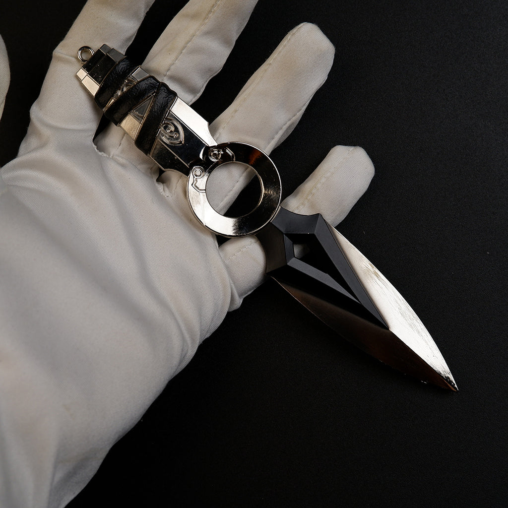 Valorant Jett Kunai 17cm Mirror Chrome Metal Replica – Zinc Alloy Dual-Tone Throwing Knife Collectible