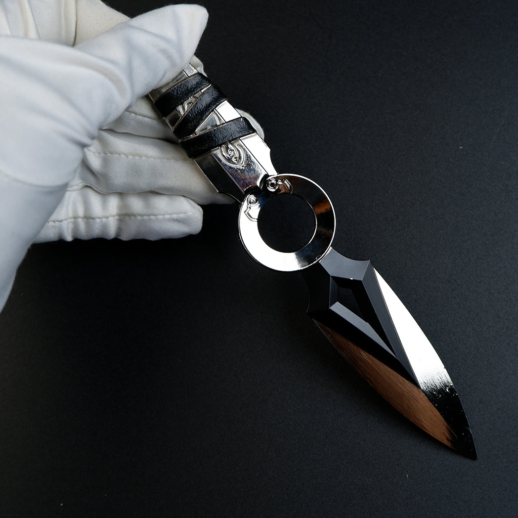 Valorant Jett Kunai 17cm Mirror Chrome Metal Replica – Zinc Alloy Dual-Tone Throwing Knife Collectible