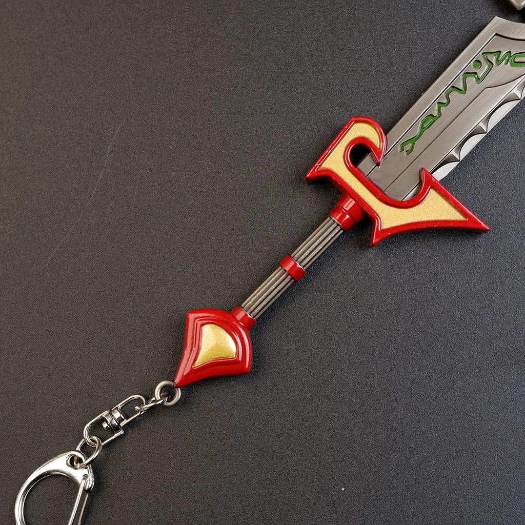 World of Warcraft Corrupted Ashbringer 22cm Metal Keychain – Zinc Alloy Skull Pommel Green Rune Greatsword Collectible